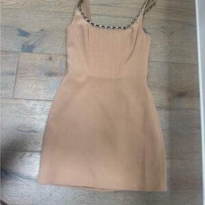Tan Pink Sheath Mini Dress Spaghetti Strap Cocktail